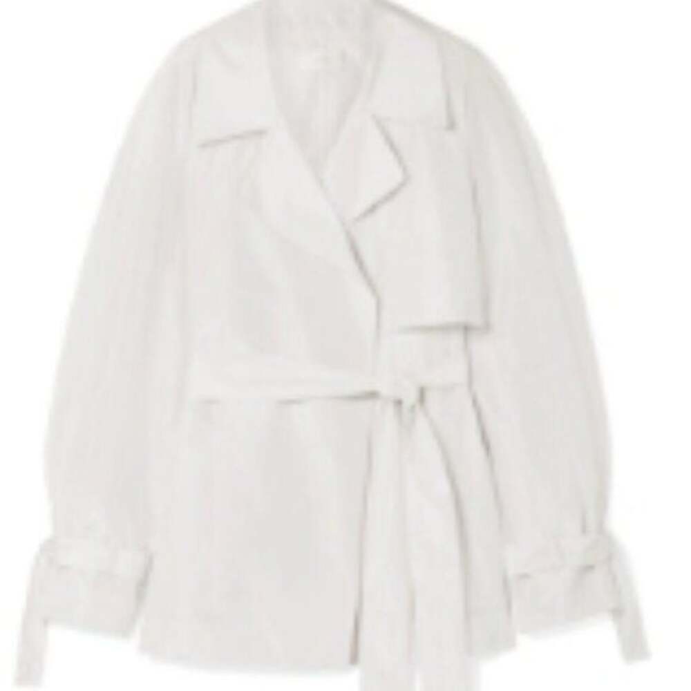 THE ROW Keera Belted Silk-taffeta Jacket In White MSRP $3407 - $3780